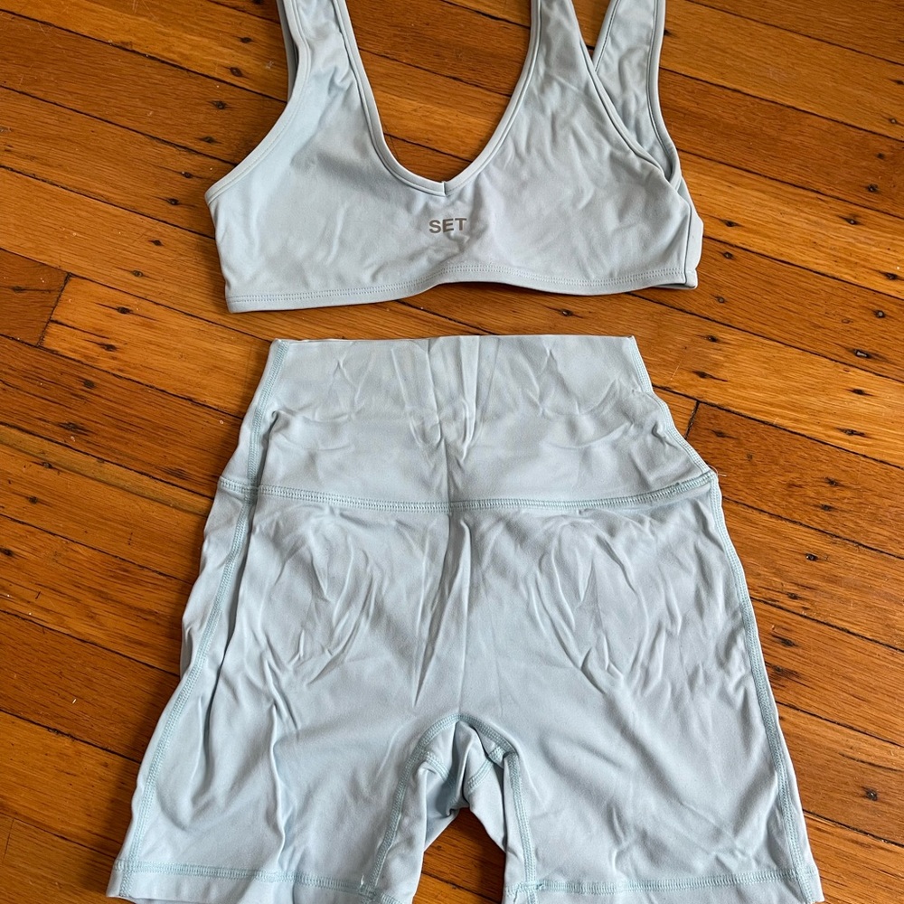 SET Active Sports Bra and Shorts Set in Light Blue